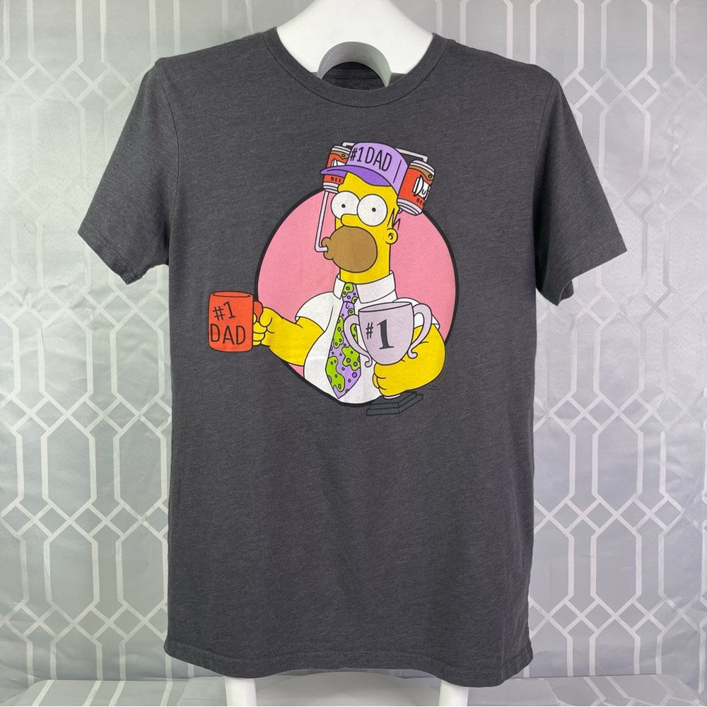 The Simpsons Homer Simpson #1 Dad Charcoal Gray Graphic Tee Medium